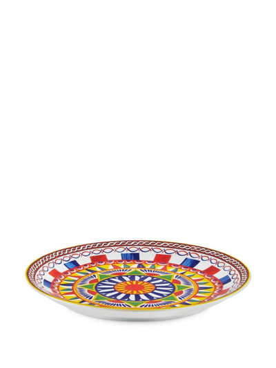 Shop Dolce & Gabbana Geometric-pattern Porcelain Platter In Blue