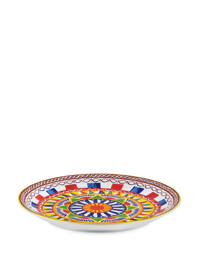 Dolce & Gabbana Geometric-pattern Porcelain Platter In Blue