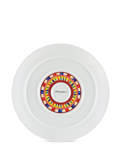 Shop Dolce & Gabbana Geometric-pattern Porcelain Platter In Blue