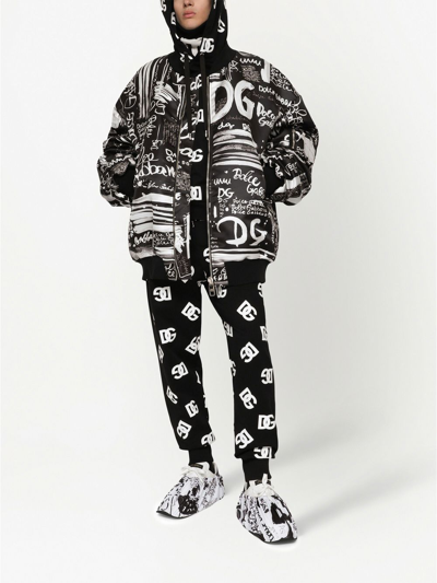 Shop Dolce & Gabbana Oversized Logo-print Bomber Jacket In Black