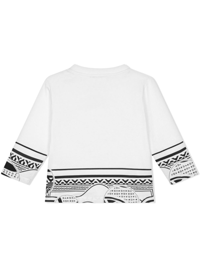 Shop Dolce & Gabbana Bandana Logo-print Long-sleeve Top In White