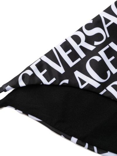 Shop Versace Logo-print Tie-fastening Bikini Bottoms In Black
