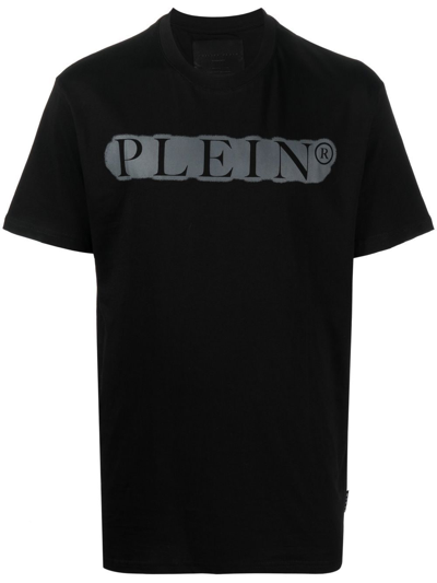 Shop Philipp Plein Logo Print T-shirt In Schwarz