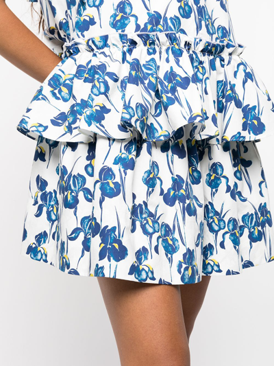 Shop Jason Wu Floral-print Mini Skirt In Blue