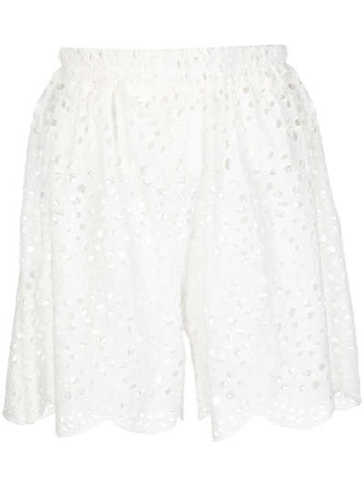 Shop Bambah Crochet Fitted Shorts In White
