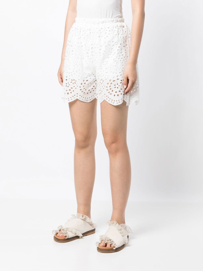 Shop Bambah Crochet Fitted Shorts In White
