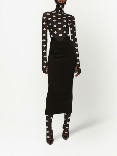 Dolce & Gabbana Logo Printed Jersey Jumpsuit In Schwarz