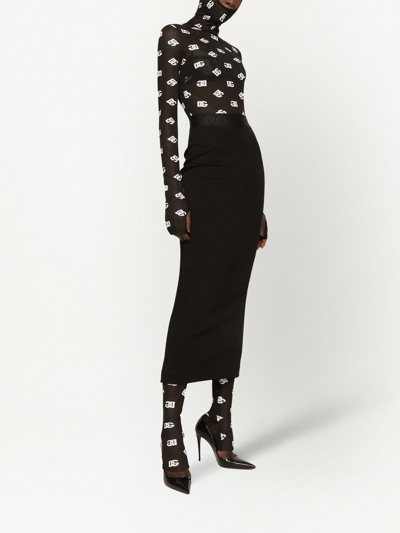 Dolce & Gabbana Logo Printed Jersey Jumpsuit In Schwarz