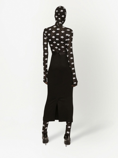 Dolce & Gabbana Logo Printed Jersey Jumpsuit In Schwarz