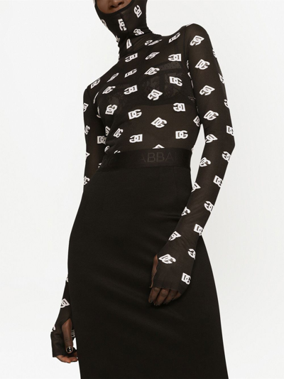 Dolce & Gabbana Logo Printed Jersey Jumpsuit In Schwarz