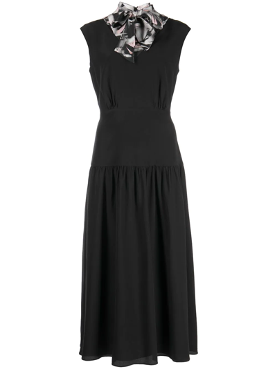 Shop Jason Wu Neck-tie Midi Dress In Black