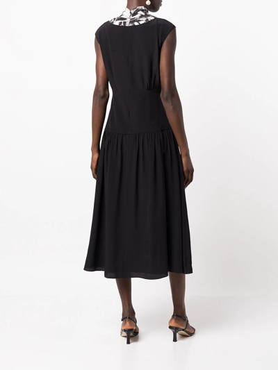 Shop Jason Wu Neck-tie Midi Dress In Black