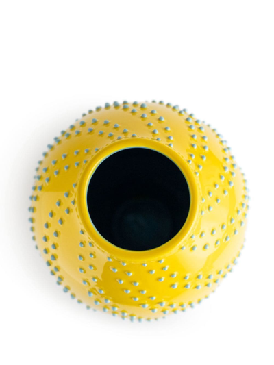 Shop Nuove Forme Textured Curved Ceramic Vase In Yellow