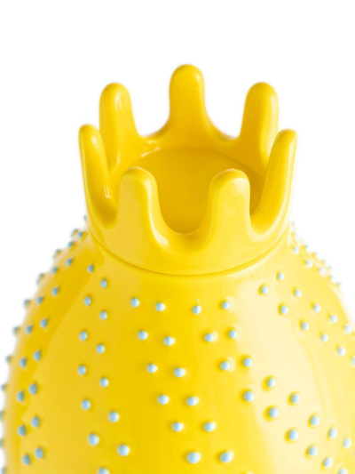 Shop Nuove Forme Textured Curved Ceramic Vase In Yellow