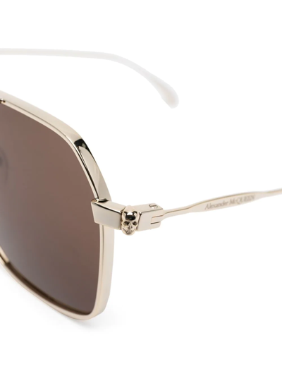 Shop Alexander Mcqueen Pilot Frame Sunglasses In Gold