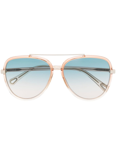 Shop Chloé Pilot-frame Tinted Sunglasses In Orange