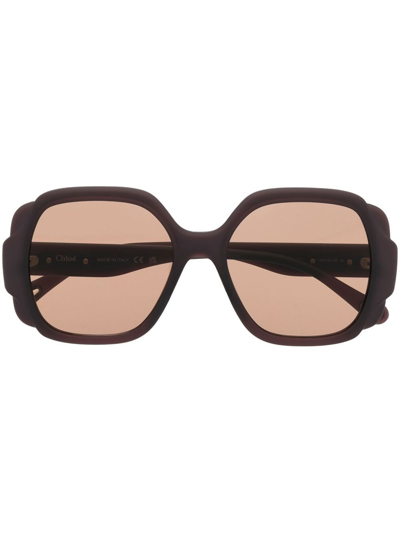 Shop Chloé Square-frame Tinted Sunglasses In Braun