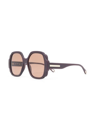 Shop Chloé Square-frame Tinted Sunglasses In Braun
