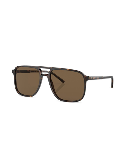 Shop Dolce & Gabbana Aviator-frame Sunglasses In Braun