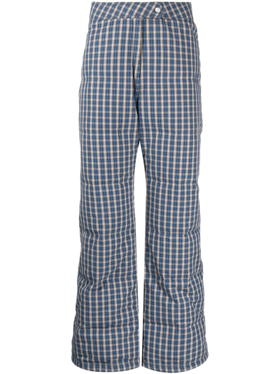 Erl Wide-leg Checked Trousers In Blue