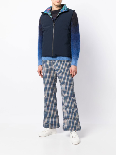 Erl Wide-leg Checked Trousers In Blue