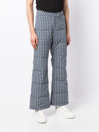 Erl Wide-leg Checked Trousers In Blue