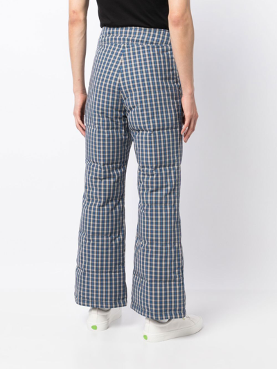 Erl Wide-leg Checked Trousers In Blue