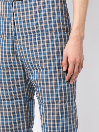 Erl Wide-leg Checked Trousers In Blue