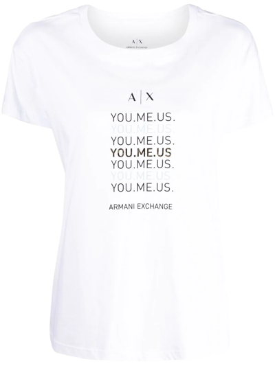 Armani Exchange Slogan print Short sleeve T shirt In White ModeSens