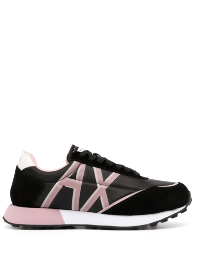 Armani Exchange Logo-print Lace-up Sneakers In Black | ModeSens
