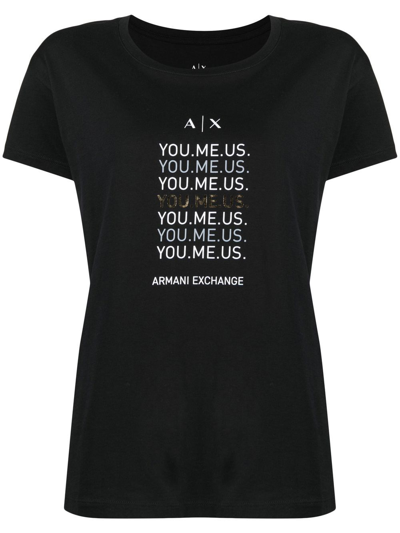 Armani Exchange Slogan print Short sleeve T shirt In Black ModeSens
