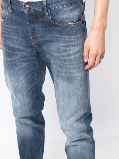 Shop Armani Exchange Stonewashed Straight-leg Jeans In Blau