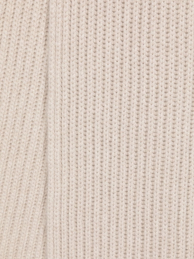 Shop Brunello Cucinelli Ribbed-knit Cashmere Scarf In Nude