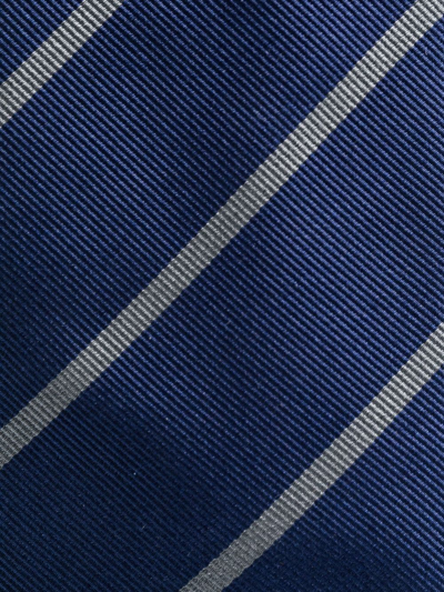 Shop Brunello Cucinelli Satin Stripe-print Tie In Blue