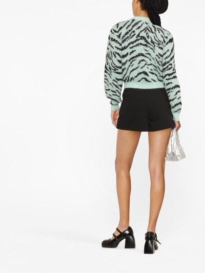 Shop Alessandra Rich Zebra-print V-neck Cardigan In Grün