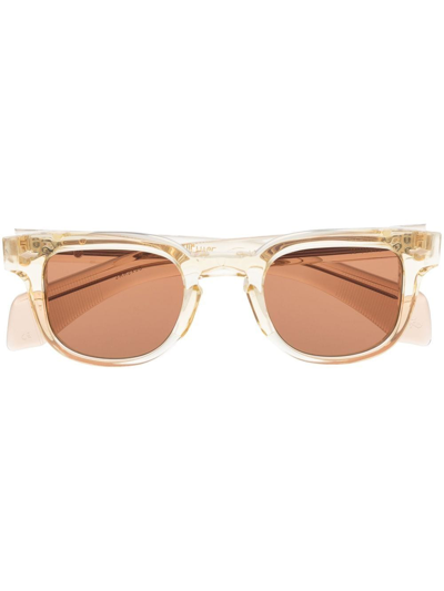 Shop Jacques Marie Mage Two-tone Rectangle-frame Sunglasses In Nude