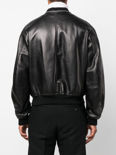 Jil Sander Leather Zip-up Bomber Jacket In Black | ModeSens