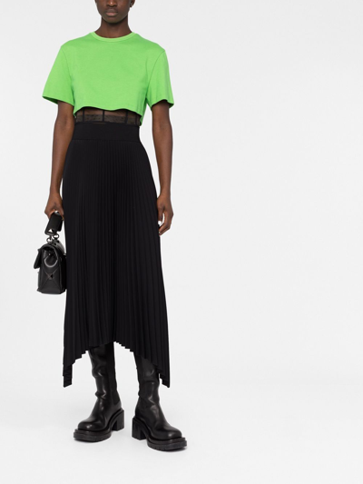 Shop Alexander Mcqueen Corset Cropped T-shirt In Green