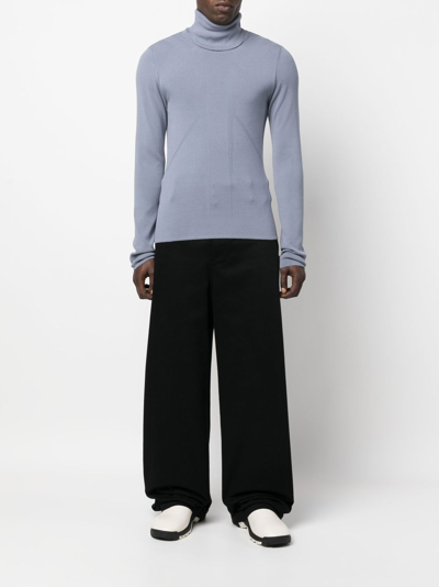 Shop A Better Mistake Panelled-knit Roll Neck Jumper In Grey