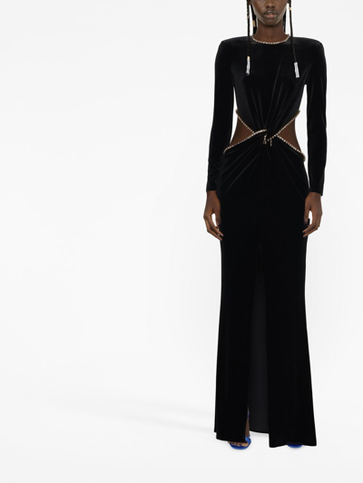 Elisabetta Franchi Velvet Cut-out Gown In Black | ModeSens