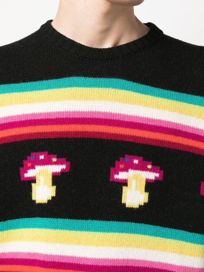 Shop Msgm Mushroom Jacquard Knitted Jumper In Schwarz