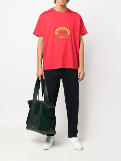Shop Burberry Oak Leaf-embroidery T-shirt In Rot