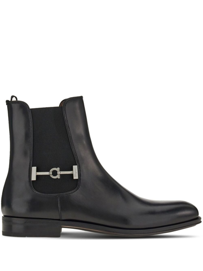 Ferragamo Buckled Chelsea Boots In Black