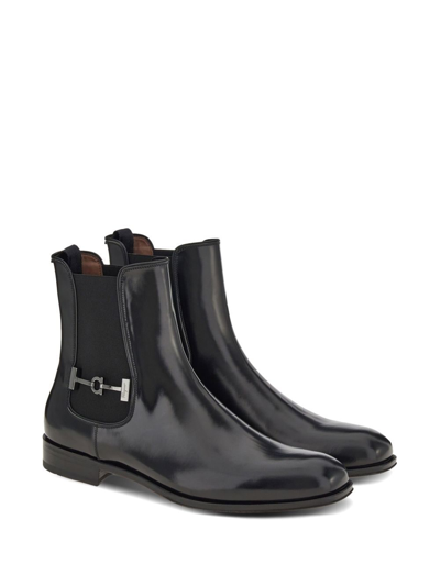Ferragamo Buckled Chelsea Boots In Black