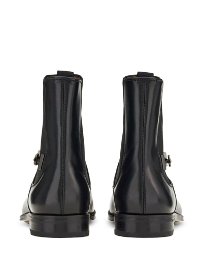 Ferragamo Buckled Chelsea Boots In Black