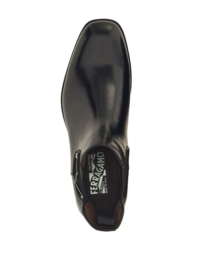 Ferragamo Buckled Chelsea Boots In Black