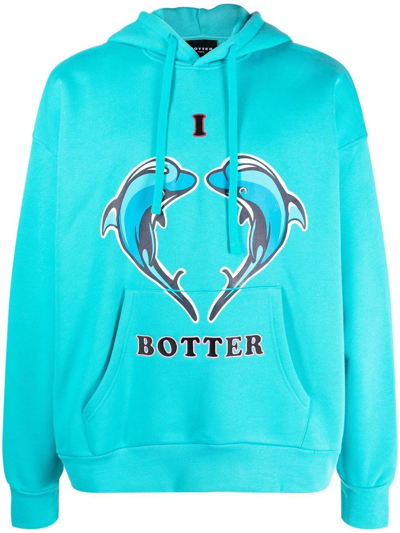 Shop Botter Logo Print Hoodie In Blau