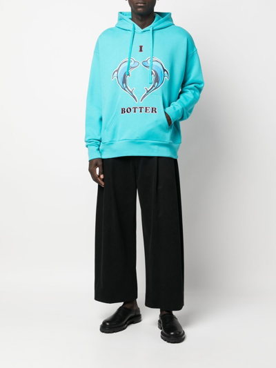 Shop Botter Logo Print Hoodie In Blau