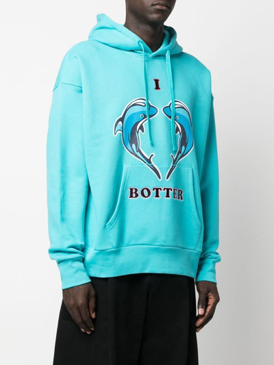 Shop Botter Logo Print Hoodie In Blau