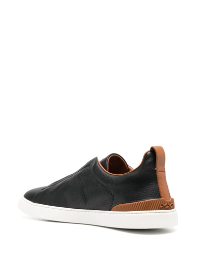 Shop Zegna Triple-stitch Low-top Sneakers In Blue